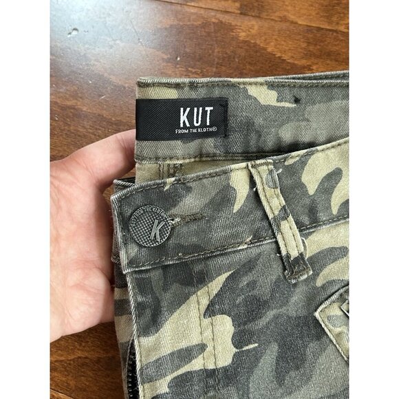 KUT From The Kloth Jeans Womens 10Green Camo Moto Zip Pocket Connie Ankle Skinny - Picture 5 of 10